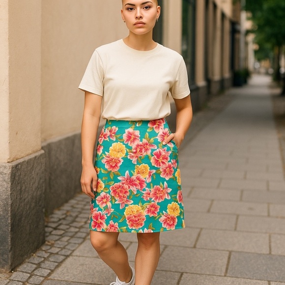 Jones New York Floral Mini Skirt with Bold Colors Sz 10 Euc, 016 - Picture 3 of 3